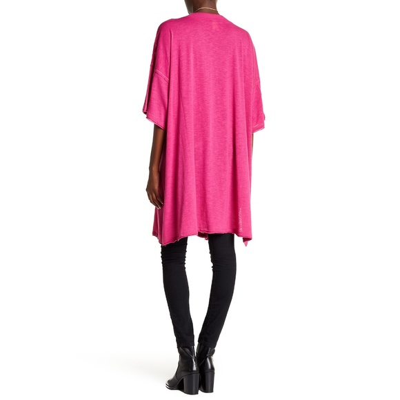 Free People HOT Pink Tunic Tee Dress ❤️XS RARE NWT - Picture 2 of 5